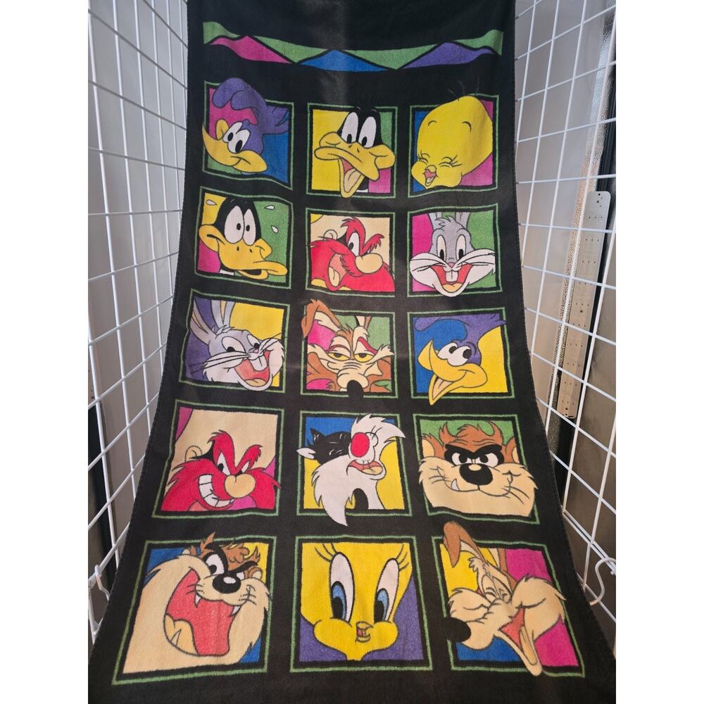Vintage 1995 Warner Bros Looney Tunes Characters Beach Bath Towel